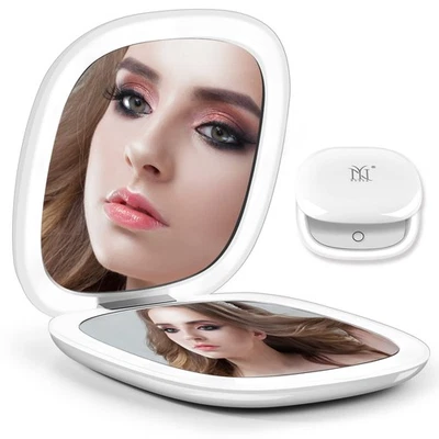 Travel Mirror, Light, 2-Sided, Rechargeable Compact, 1x/10x Magnifying, 3 Colors - Image 1 of 4