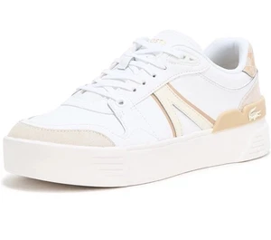 Lacoste (Größe 6 US) Damen L002 Evo Sneaker Leder - Weiß/Hellbraun *NEU* - Bild 1 von 7