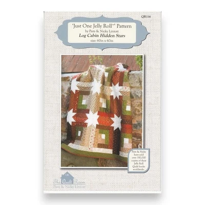 Log Cabin Hidden Stars Quilt Pattern 60"x60" Just One Jelly Roll, The Quilt Room - Image 1 of 4