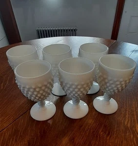 Set of 6 Vintage Fenton Hobnail Milk Glass Goblets - Picture 1 of 3