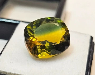 Piedra preciosa certificada suelta de 10 quilates natural turmalina bicolor corte cojín Foto 1 de 4