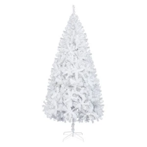 9FT Unlit Hinged Christmas Pine Tree 2000 Branch Tips Metal Stand White Holiday - Picture 1 of 10