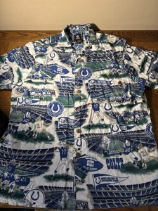 Herren NFL Indianapolis Colts Hawaii Short Slv Button Shirt Stadium Graphic, L - Bild 1 von 7