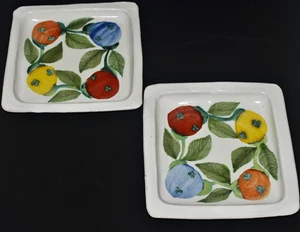 DeSimone Italian Pottery MCM Set Of 2 Square Studio Art Rimmed Square Plates - Picture 1 of 4