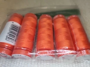 New - SEWING THREAD LOT- 5 Small Spools-Aurifil Cotton 50wt Orange #1104 - Picture 1 of 2