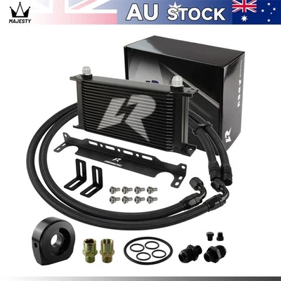 LR 19 Row AN10 Oil cooler w/Bracket+Filter Adapter Hose Kit 3/4*16 & M20*1.5 BK - image 1 of 4