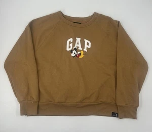 Gap x Disney Shirt Mens L Beige Mickey Mouse Logo Polyester Crew Neck - Picture 1 of 7