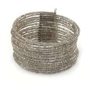 Transparentes Glasperlen Flex Manschettenarmband - verstellbar - Bild 1 von 5