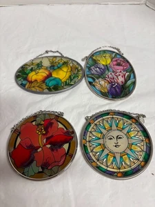 Juego de 4 atrapasoles de vidrio vintage lote mixto 2 redondos y 2 ovalados de 3,5" y 4,5" - Imagen 1 de 14