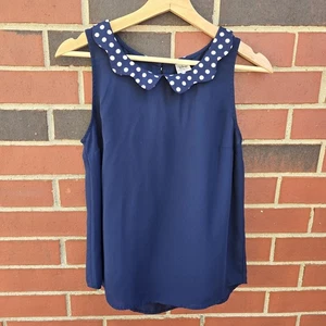 Disney LC Lauren Conrad Damen Bluse Minnie Mouse gepunktet blau Größe Small S - Bild 1 von 5