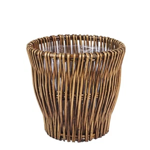 Small Reed Willow Waste Basket, Handwoven Basket with Removable Liner, Attrac... - Bild 1 von 6