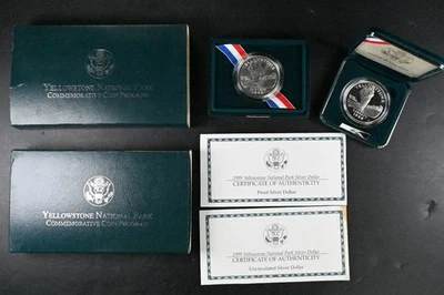 2x  1999 Yellowstone Silver Dollar $1 Uncirculated Coins US Mint - Image 1 of 2