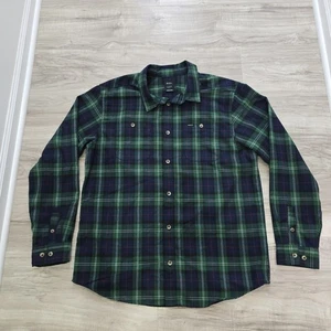 RVCA Green Plaid Regular Fit Long Sleeve Button Up Shirt Men Size XL Polyester - Picture 1 of 9