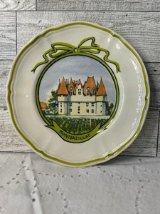 Vintage Longchamp French Country Wine Chateau Cheese Plate "Chinon" 6" - Picture 1 of 3
