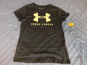 Under Armour Shirt Womens Medium Black Heat Gear Fitted Activewear Performance - Picture 1 of 2