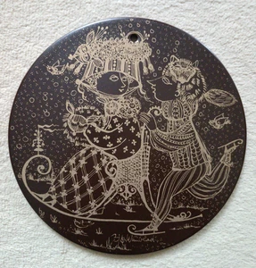 Rosenthal Wandteller Monatsteller JANUAR Björn Wiinblad, braun/gold, 15cm - Bild 1 von 2