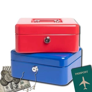 Metal Cash Box Strong Portable Compact Secure Heavy Duty Space Saving Box - Picture 1 of 31