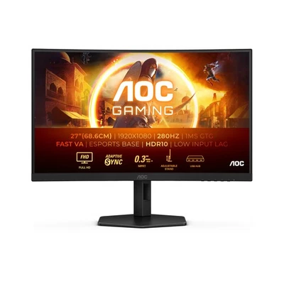 AOC G4 C27G4ZXU 27" Fast VA FHD 280Hz 0.3ms Curved Height Adjustable Monitor - Image 1 of 4