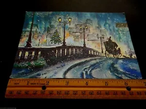 # J121- Splendido biglietto di auguri di Natale Mid Century Glitterato New York Buggy Ride - Foto 1 di 2