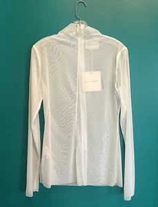 Chats by C.Dam ~ Designer transparentes weißes Freece-Top Bluse Shirt Größe UK 14 / US 10 - Bild 1 von 14