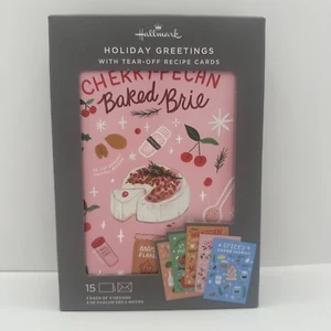 Hallmark Holiday Greetings with Tear-Off Recipe Cards - 5 Designs - 15 Cards - Picture 1 of 2