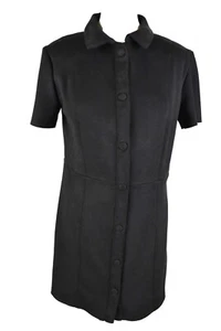 ZARA Black Shirt Dress size M Womens Short Sleeves Faux Suede Outdoors Outerwear - Picture 1 of 5