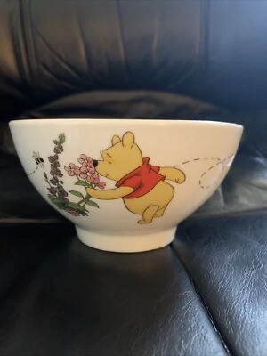 ZRIKE Disney Winnie the Pooh Eeyore Piglet Spring Days Cereal Bowl Gold Trim Ceramic