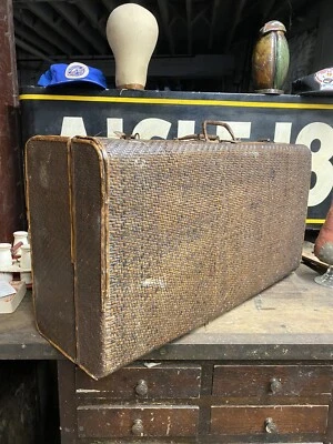 Vintage Antique Wicker rattan Suitcase luggage  Theater display Beach Travel - Image 1 of 4