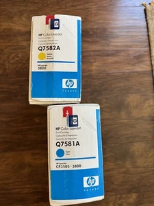 Lote de tinta de chorro láser color hp Q7582A Q7581A cian/amarillo sellada nueva - Imagen 1 de 7