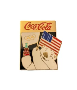 1996 Coca Cola Atlanta Olympic Pin Coke Polar Bear US Flag Rings SEE PHOTOS! - Picture 1 of 6