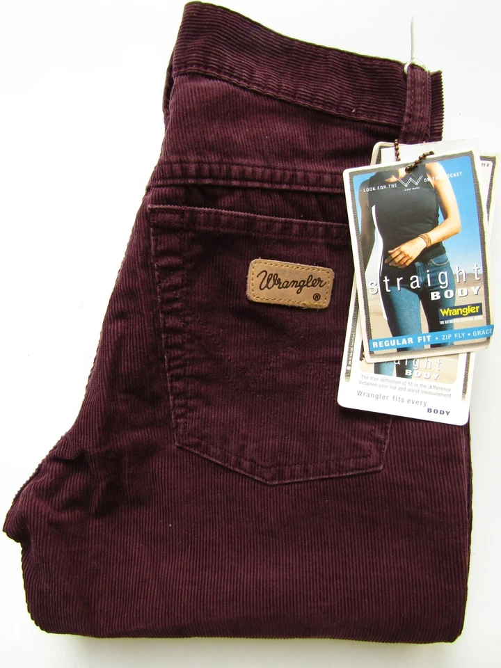 Wrangler women's corduroy jeans NWT straight body regular W26 L32 wine LEVC807 - Image 1 of 4