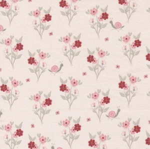 Fat Quarter Moda The Flower Farm Floral Flowers Snail Blush 100% Cotton Fabric - Picture 1 of 1