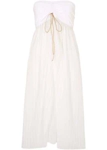 Exklusives Strandkleid aus recyceltem Polyester Gr 46 Weiß Gold Sommer-Kleid Neu - Bild 1 von 1