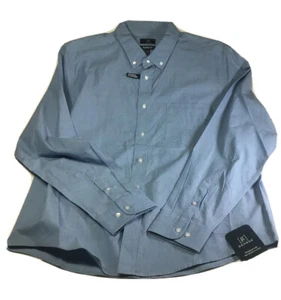 NWT. George Button Down Blue Shirt Men's XL Long Sleeve Poplin Cotton Blend - Picture 1 of 7