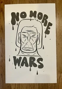 Barry Mcgee NO MORE WARS Art BLACK Print 2024 Limited San Francisco Twist - Picture 1 of 3