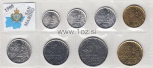 JUEGO SAN MARINO 1980 - 8 monedas (1, 2, 5, 10, 20, 50, 100, 200 LIRAS) UNC - Imagen 1 de 5