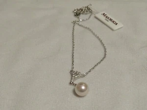 Majorica 925 Sterling Silver 10mm White Round Pearl Pendant Necklace - New - Picture 1 of 1