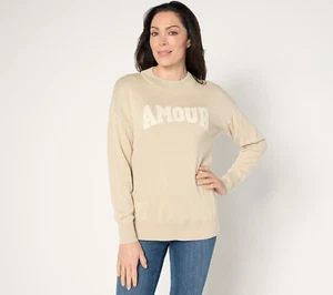 Belle by Kim Gravel Language of Love Amour Sweater Beige XL - Picture 1 of 2