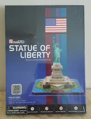 3D Jigsaw Puzzle Statue Of Liberty New Sealed 39 Pce 26 x 26 x 26.2cm Cubic Fun. - Image 1 of 2