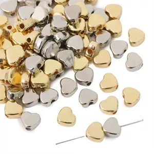 210Pcs Heart Loose Spacer Beads with Hole 9x8mm DIY Jewelry Making Crafting - Picture 1 of 2