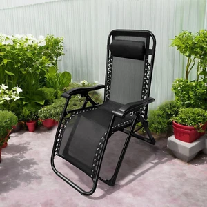 Silla Plegable Gravedad Cero Ahorro de Espacio - Reclinación Ajustable 170° para Exterior - Imagen 1 de 8