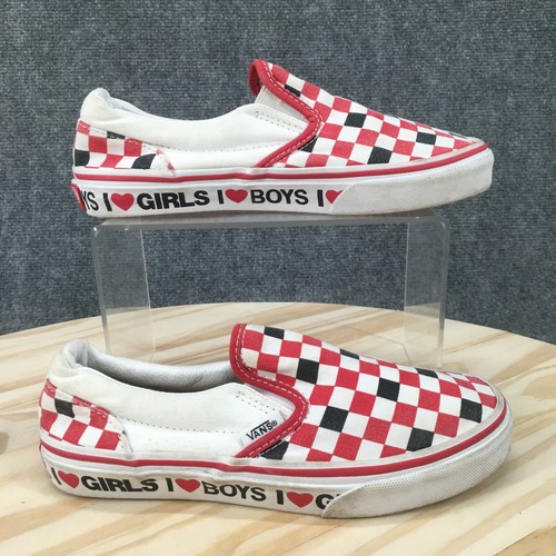 Vans Scarpe Bambini 2.5 Slip On Sneaker Scacchiera Rosso Bianco Casual Comfort 507452