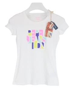 Pepe Jeans Lima T-Shirt Damen Klein Kurzärmelig Rundhals Pailletten Weiß - Picture 1 of 9