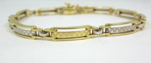 STUNNING LADIES 18K TWO-TONE GOLD DIAMOND-CUT BRACELET 7.5" 14.3G - Picture 1 of 12
