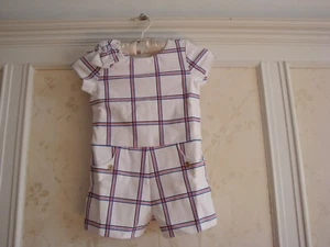 NWT Janie And Jack Girls Windowpane Romper 10 - Picture 1 of 6