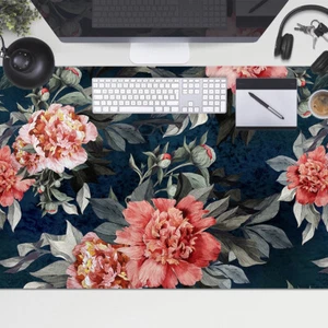 Large Computer Full Desk Top Mat Pad for Home School Keyboard 100x50 Red peonies - Afbeelding 1 van 4