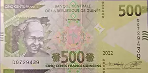 Guinea: P#52 1 x 500 Francs 2022 Uncirculated Banknote N#221045 - Picture 1 of 2