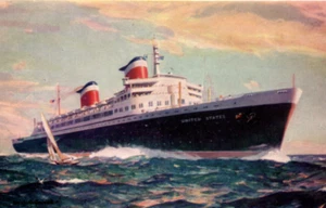 SS USA Dampferschiff Ozeandampfer Postkarte - Bild 1 von 3