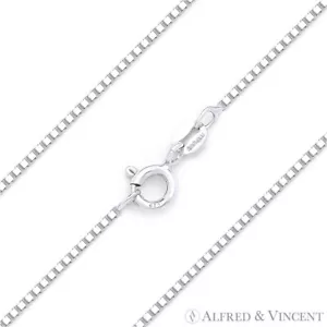 Cavigliera catena italiana maglia scatola classica sottile 1 mm argento sterling massiccio .925 Italia - Foto 1 di 2