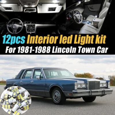 Kit de bombillas LED interiores de auto súper blancas de 12 piezas para Lincoln Town Car 1981-1988 Foto 1 de 4
